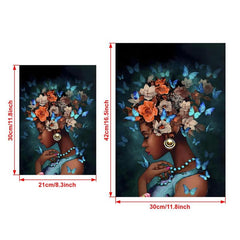Abstract Canvas Painting Pretty Girl And Flower Butterfly Painting