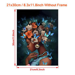 Abstract Canvas Painting Pretty Girl And Flower Butterfly Painting