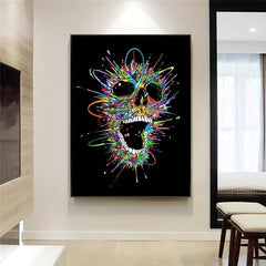 Colorful Skull Painting Animation Poster Canvas Decor
