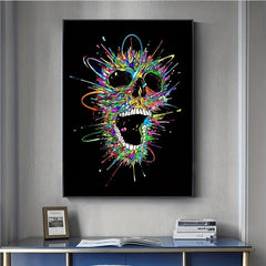 Colorful Skull Painting Animation Poster Canvas Decor