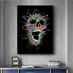 Colorful Skull Painting Animation Poster Canvas Decor
