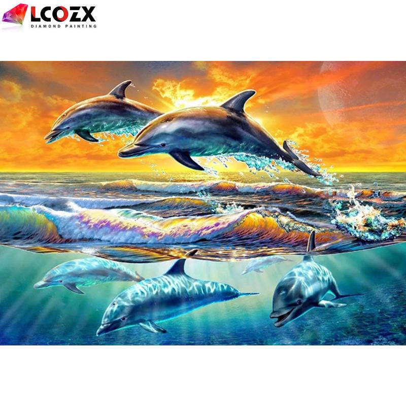 Sunset Dolphins Diamond Painting - Home Decor Kit