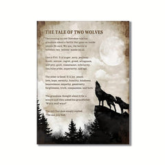 Inspirational Wolf Canvas Wall Art Christian Wolf Men Gift Picture Wall Decor
