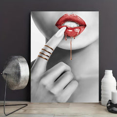Abstract Woman With Red Lips Canvas Painting