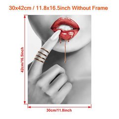 Abstract Woman With Red Lips Canvas Painting