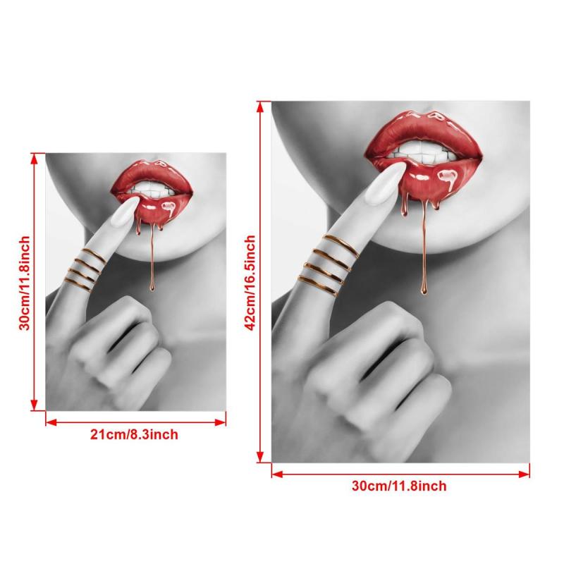 Abstract Woman With Red Lips Canvas Painting