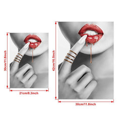 Abstract Woman With Red Lips Canvas Painting