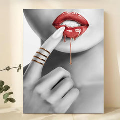 Abstract Woman With Red Lips Canvas Painting