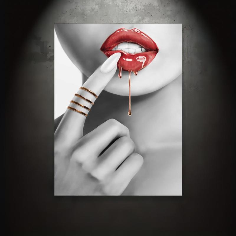 Abstract Woman With Red Lips Canvas Painting