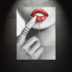 Abstract Woman With Red Lips Canvas Painting