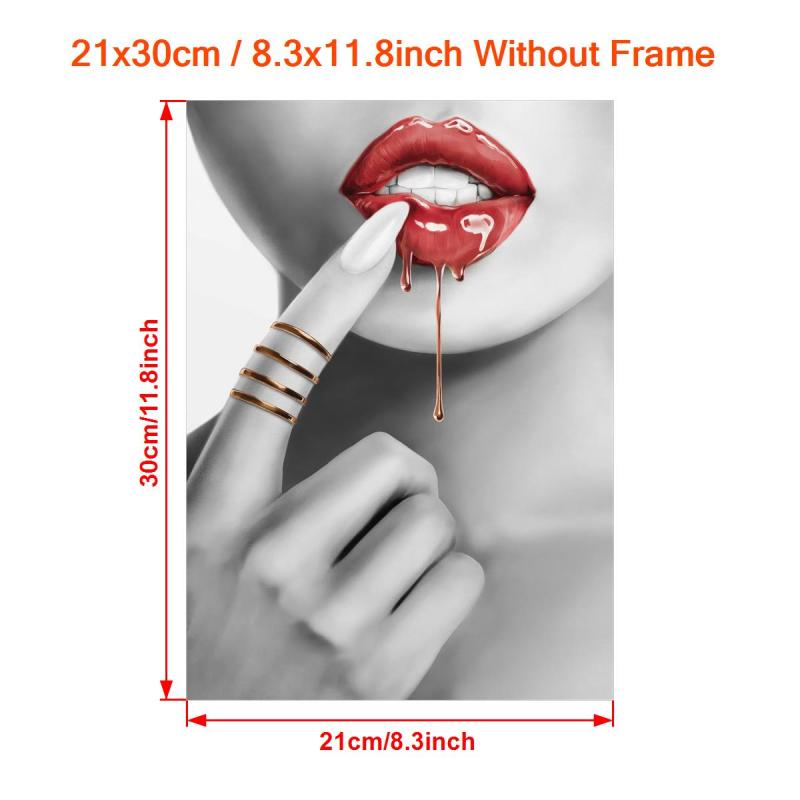 Abstract Woman With Red Lips Canvas Painting