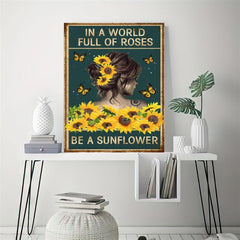 Sunflower Girl Canvas Poster Wall Art Home Decor Office Bedroom Living Room