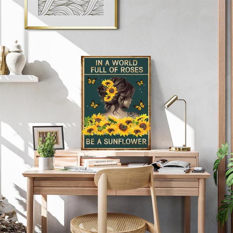 Sunflower Girl Canvas Poster Wall Art Home Decor Office Bedroom Living Room