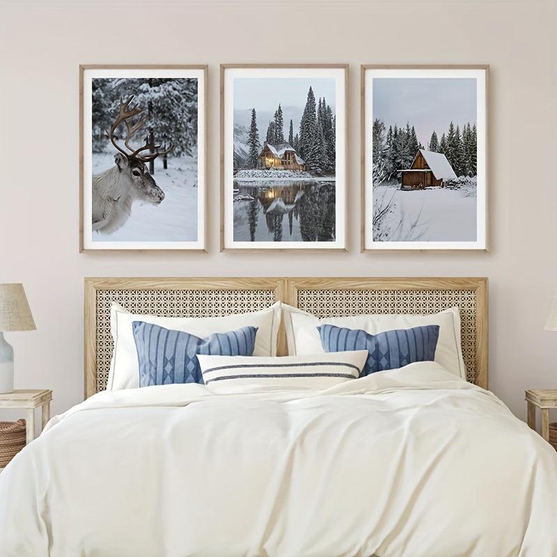 Winter Snowy Scenery Canvas Painting - Modern Art