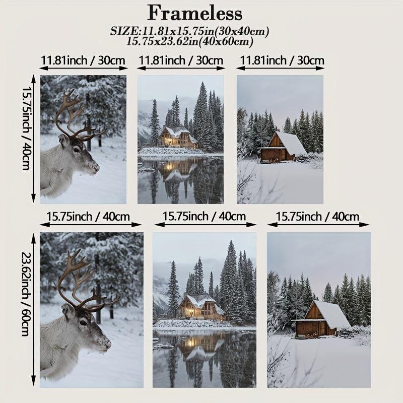 Winter Snowy Scenery Canvas Painting - Modern Art