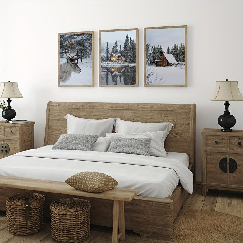 Winter Snowy Scenery Canvas Painting - Modern Art