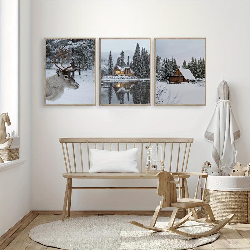 Winter Snowy Scenery Canvas Painting - Modern Art