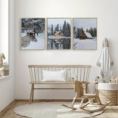 Winter Snowy Scenery Canvas Painting - Modern Art