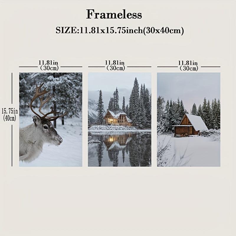 Winter Snowy Scenery Canvas Painting - Modern Art