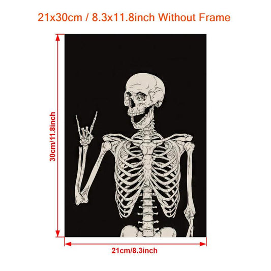 Halloween Canvas Poster Modern Art Funny Skeleton Horrible Vintage Decor