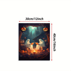 Canvas Poster Ghost In Dull Forest Reading Books