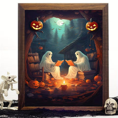 Canvas Poster Ghost In Dull Forest Reading Books