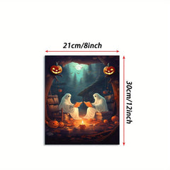 Canvas Poster Ghost In Dull Forest Reading Books