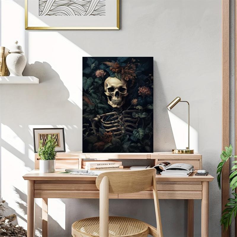 Halloween Skeleton Vintage Poster Art Print Dark Academia Haunting Ghosts