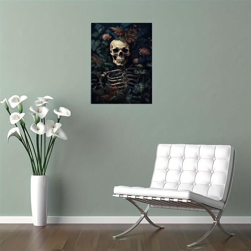Halloween Skeleton Vintage Poster Art Print Dark Academia Haunting Ghosts