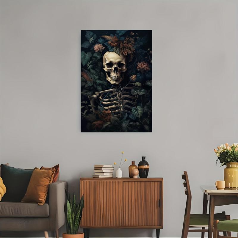 Halloween Skeleton Vintage Poster Art Print Dark Academia Haunting Ghosts