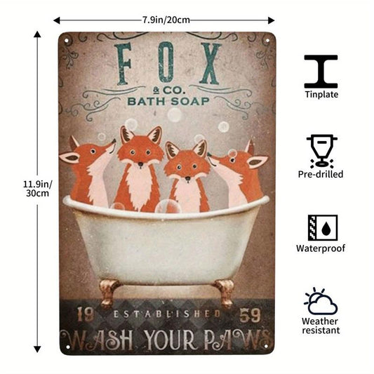 Fox Co Bath Soap Tin Sign Vintage Metal Poster Home Decor Gift 12x8 Inch