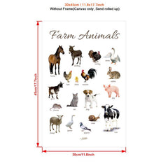 Canvas Poster Preschool Map Preschool Education Poster Animals Children's Room