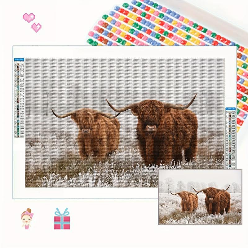 Cow Diamond Painting Kit for Adults, 5D Diamond Art, DIY Embroidery Craft