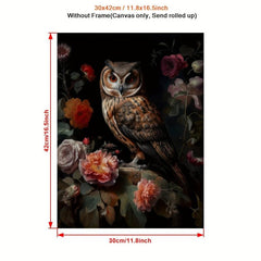 Canvas Poster Vintage Art Owl Still Life Gothic Owl Moody Artwork