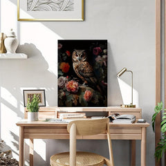 Canvas Poster Vintage Art Owl Still Life Gothic Owl Moody Artwork