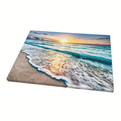 Framed Sea Sunset Beach Painting On Canvas Wall Art