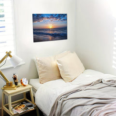 Framed Sea Sunset Beach Painting On Canvas Wall Art
