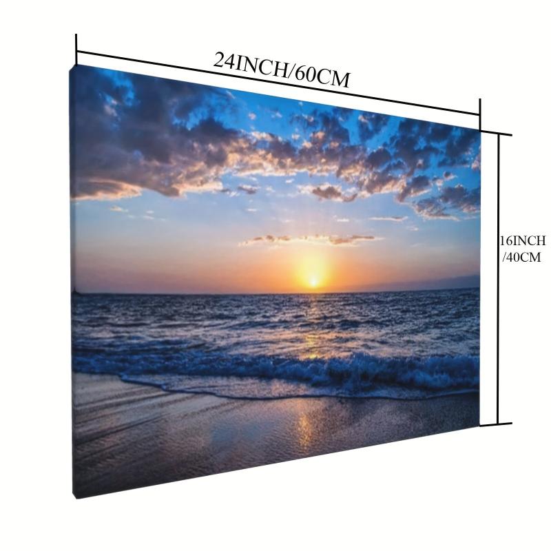 Framed Sea Sunset Beach Painting On Canvas Wall Art