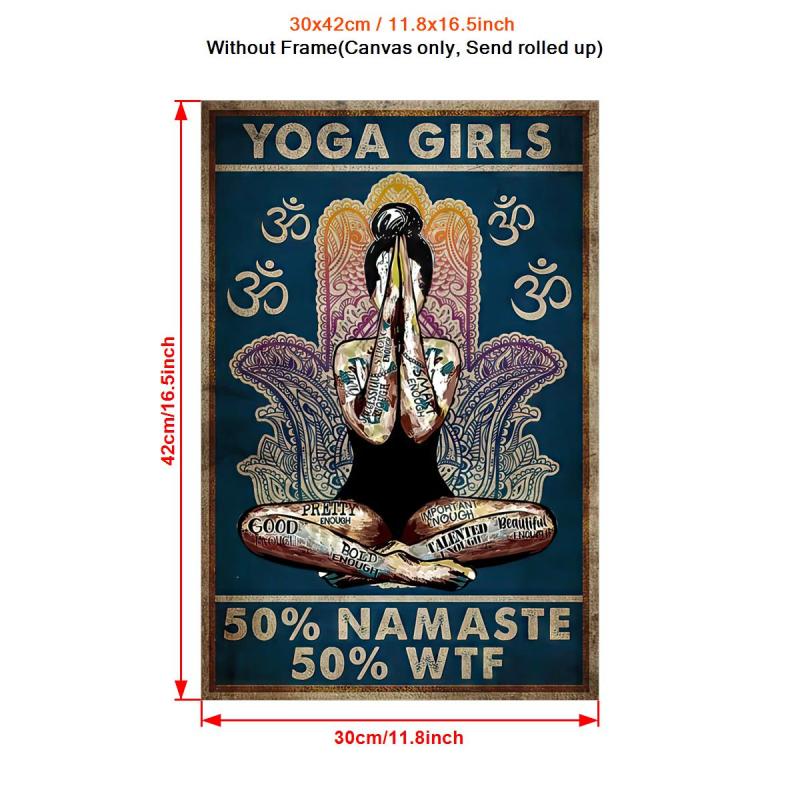 Yoga Girl Painting On Canvas Wall Art Hippie Girl Vintage Poster
