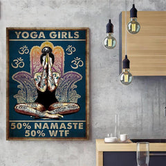 Yoga Girl Painting On Canvas Wall Art Hippie Girl Vintage Poster