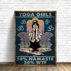 Yoga Girl Painting On Canvas Wall Art Hippie Girl Vintage Poster