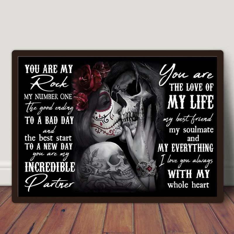 Kissing Skull Painting On Canvas Wall Art