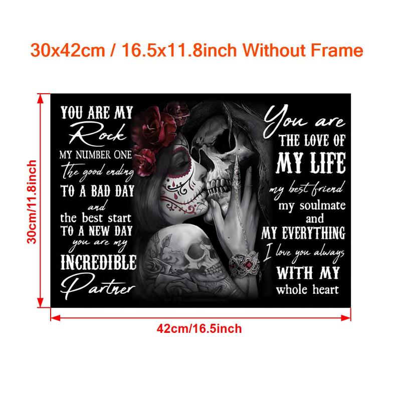 Kissing Skull Painting On Canvas Wall Art