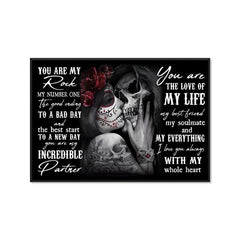 Kissing Skull Painting On Canvas Wall Art