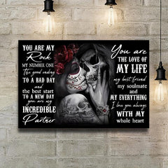 Kissing Skull Painting On Canvas Wall Art