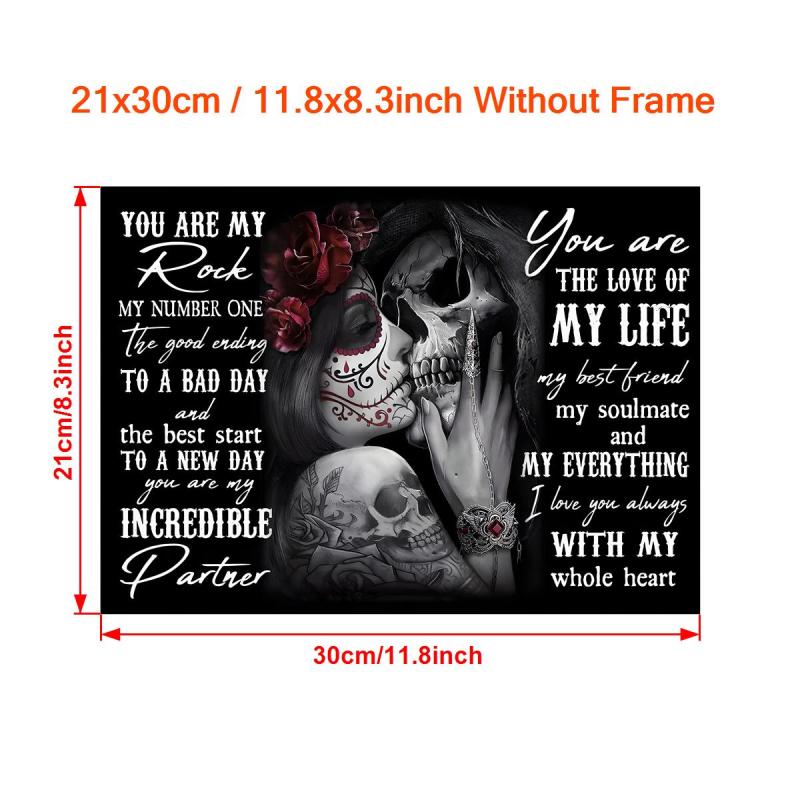 Kissing Skull Painting On Canvas Wall Art