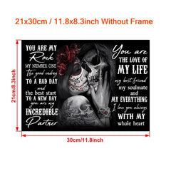 Kissing Skull Painting On Canvas Wall Art
