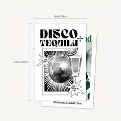Set Of 6 Disco Tequila Posters Canvas Wall Art Retro Bar