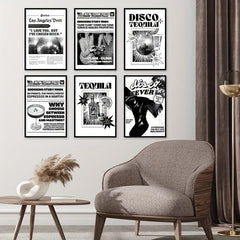 Set Of 6 Disco Tequila Posters Canvas Wall Art Retro Bar
