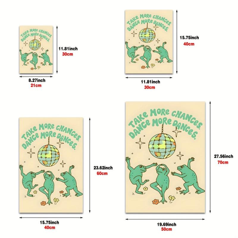 Funny Frog & Mushrooms Wall Art Print Canvas Painting